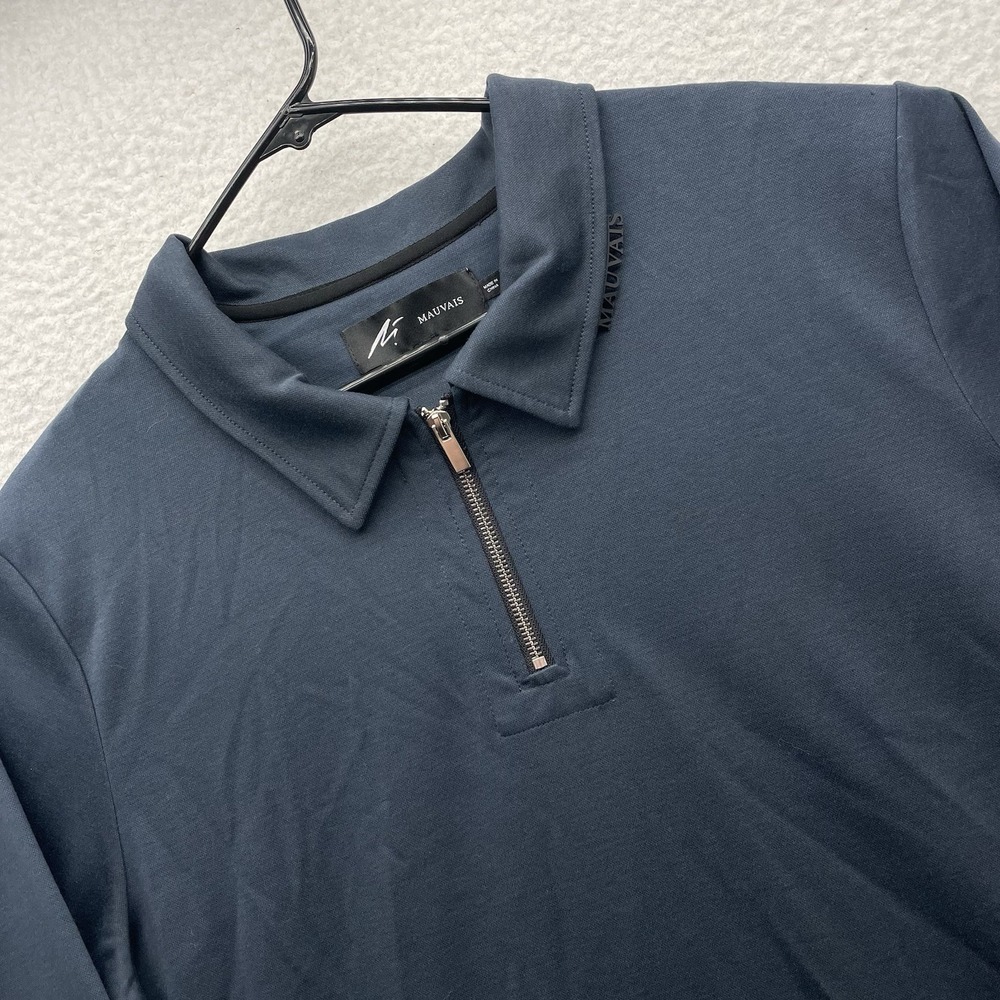 Mauvais Polo Shirt Mens 2XL Navy Blue 1/4 Zip Pullover Long Sleeve Luxory Resort